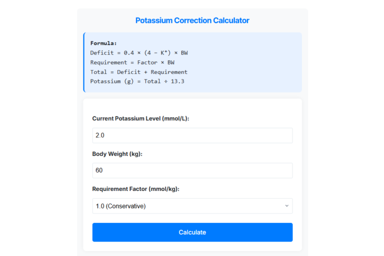 potassium correction calculator